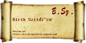 Birik Szilárd névjegykártya